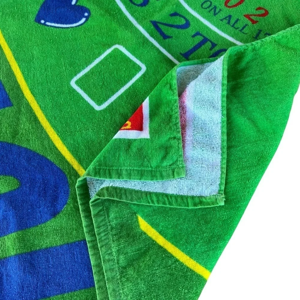 Jay Franco & Sons Blackjack Table Beach Towel Multicolor Cotton 30x59 Y2K HTF